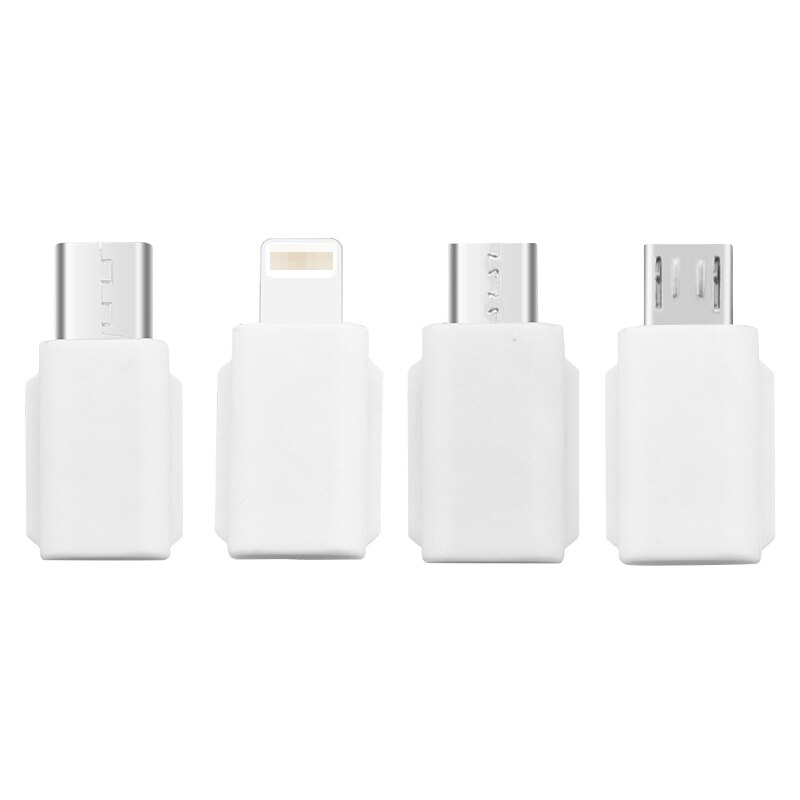 Adaptateur Micro USB pour Smartphone DJI Osmo Pocket 2 IOS, Interface de connecteur de données de téléphone, accessoires de caméra à cardan portable: White 4 In 1 set