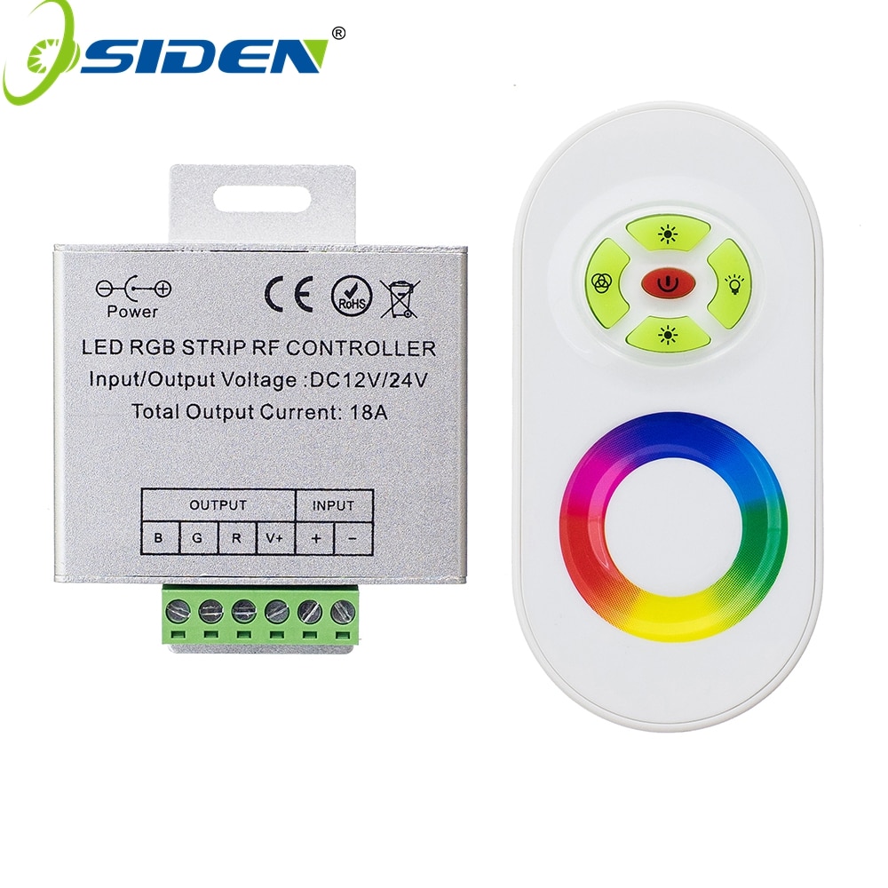 OSIDEN DC 12 v-24 v Draadloze RF Touch Panel Dimmer RGB Afstandsbediening 18A RGB Controller voor 3528 5050 RGB LED Strip Licht
