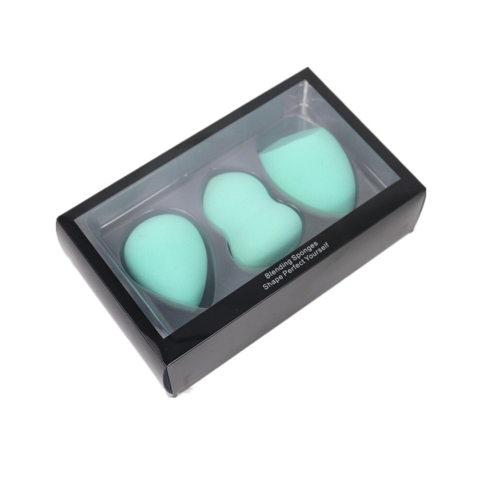 Éponge de maquillage, 3 pièces/boîte grande taille, gourde goutte d'eau, pour mélange de cosmétiques: Bleu