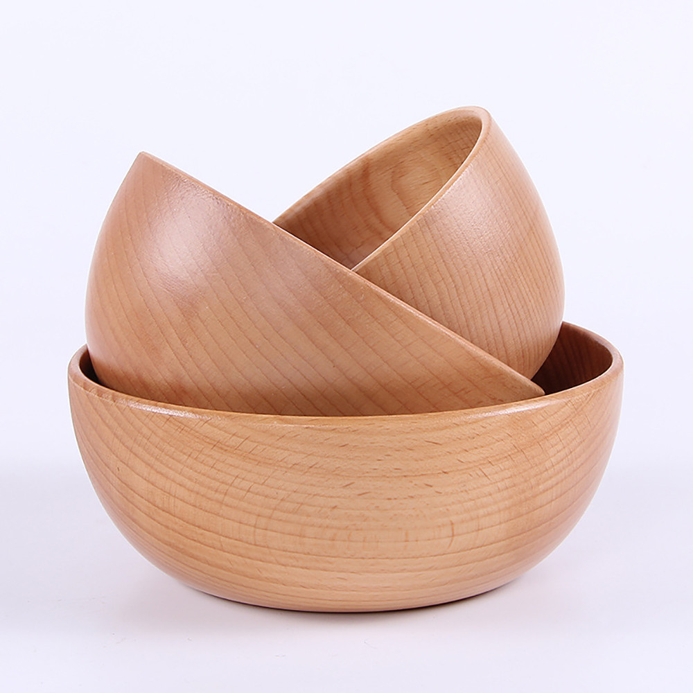 Japanische Holz Schüssel Familie freundlicher Reis Schüssel Suppe Schüssel Massivholz Geschirr suppe salade saladier schüssel obst