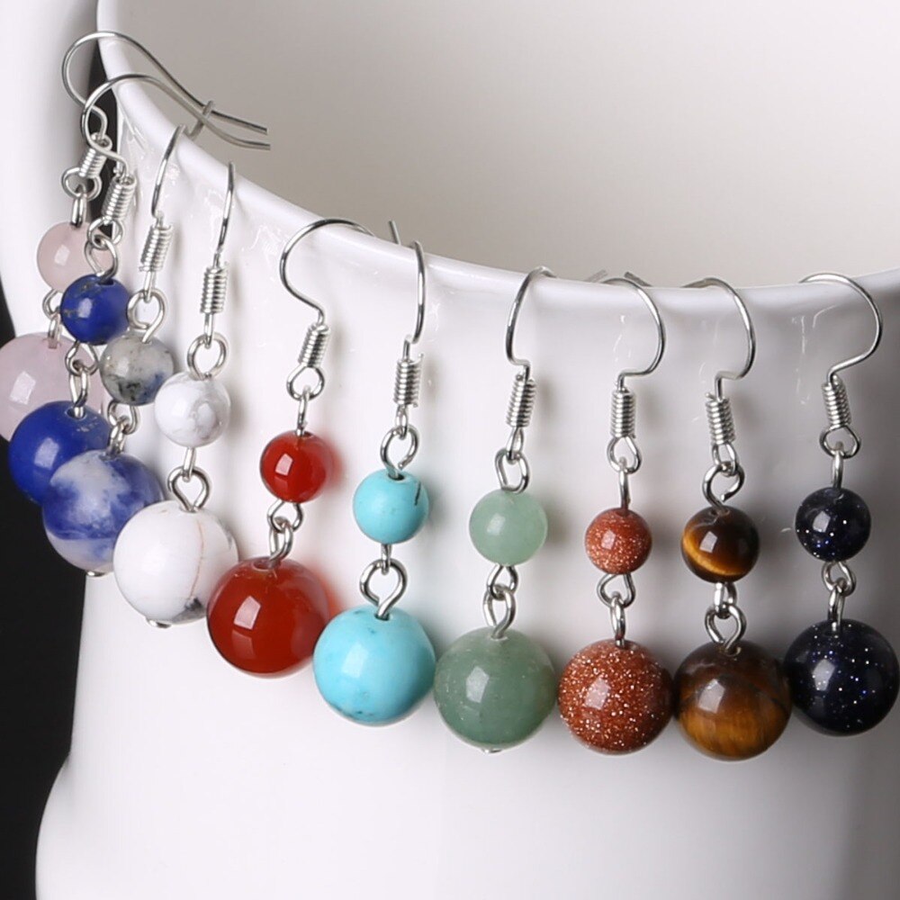 Earrings for girl Natural Stone Beads Dangle Long Lady Earrings for Jewelry Making Women DIY Charms Ear crafts