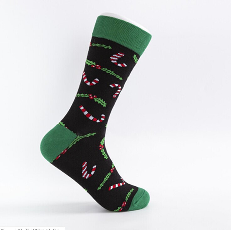 Hommes chaussettes de noël dessin animé imprimé dinosaure cerf côtelé fermeture nouveauté vêtements accessoires: Noir rouge