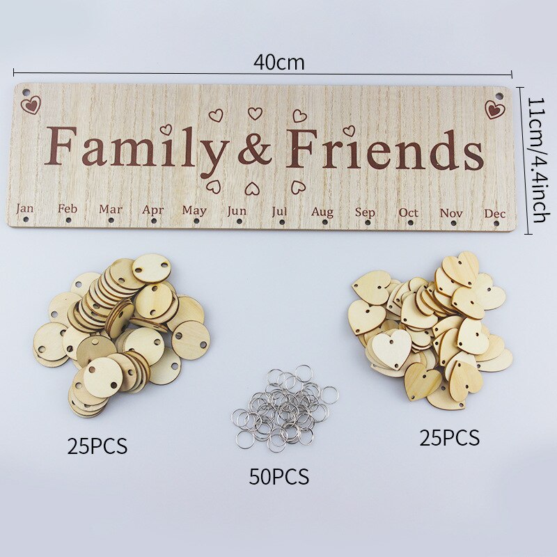 100pcs Houten Familie Kalender, Diy Verjaardag Kalender Opknoping Grafiek Handgemaakte Ornamenten Voor Verjaardagen 100pcs Houten Familie Kalender, Diy Verjaardag Kalender Opknoping Grafiek Handgemaakte Ornamenten Voor Verjaardagen