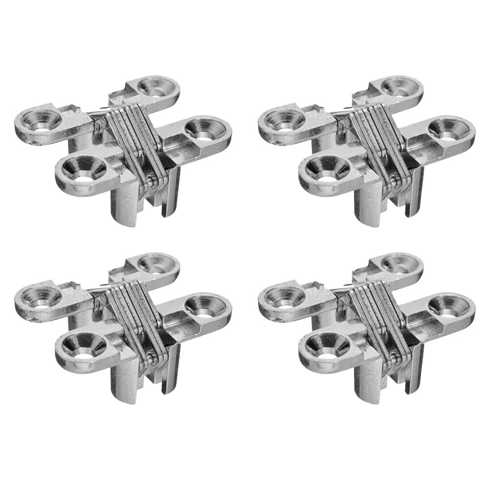 2/4Pcs Invisible Hinges Cross Hinge Hidden Concealed Cabinet Cupboard Door Wooden Boxes For Folding Window Furniture: Silver 4Pcs