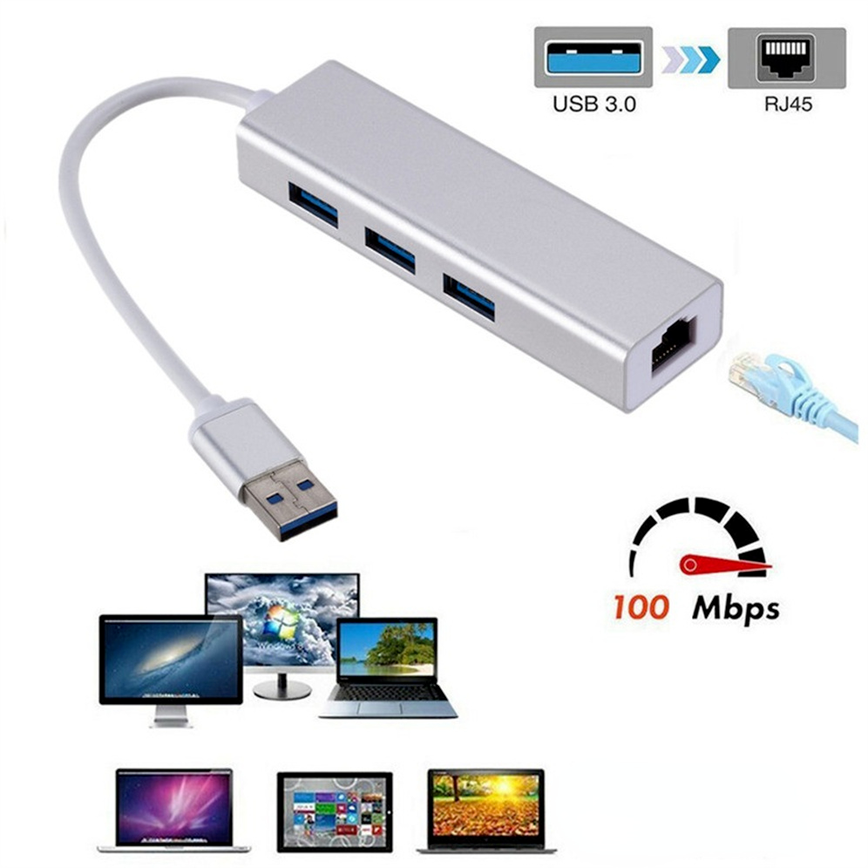 Grwibeou Usb Ethernet Usb Hub Te RJ45 Lan Netwerkkaart 10/100 Mbps Ethernet Adapter Voor Mac Ios Laptop Pc Windows 3 Port Usb Hub