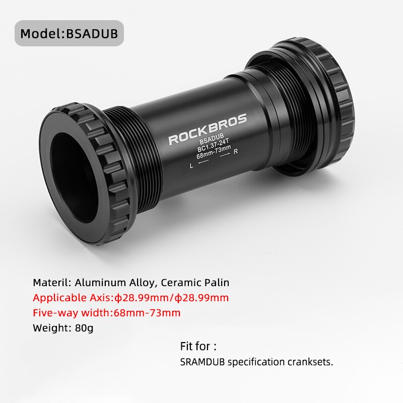 ROCKBROS Bicycle Bottom Bracket BSA Thread Kit Ceramic Bearing Diameter 24-22mm For Shimano/SRAM/GXP/SRAM-DUB Crankset: BSADUB