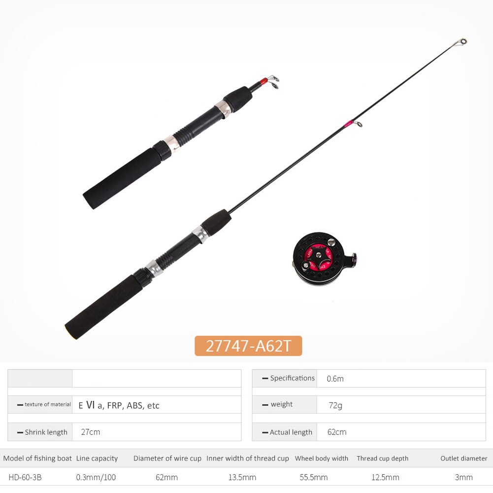 Winter Ice Fishing Rod with Reel Combo EVA Handle Pole Wheel Carp Fishing Tackle Set for Fisherman Fish Gear Accessories