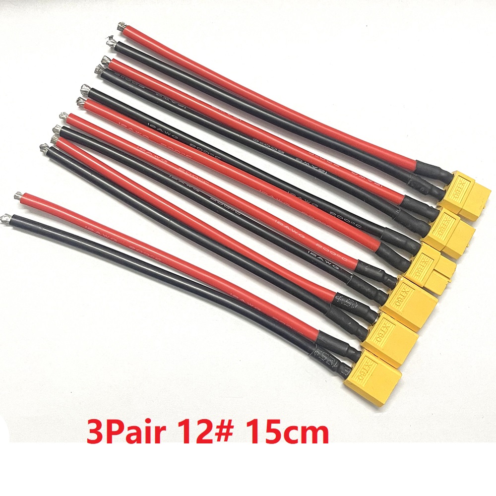 12 AWG 10 cm/15 cm XT60 línea de conexión 12 AWG Cable de extensión DIY Cable de batería macho y hembra para batería RC ESC: Amarillo claro