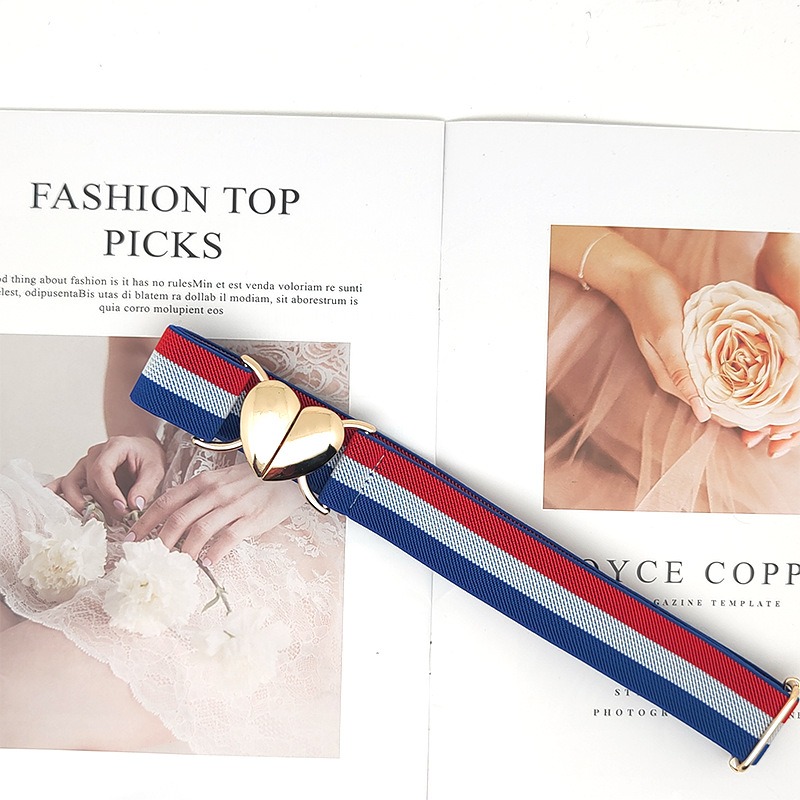 Cinturones elásticos multicolores para mujer y niña, cintas elásticas ajustables con hebilla en forma de corazón, accesorios para la cintura: Verde militar