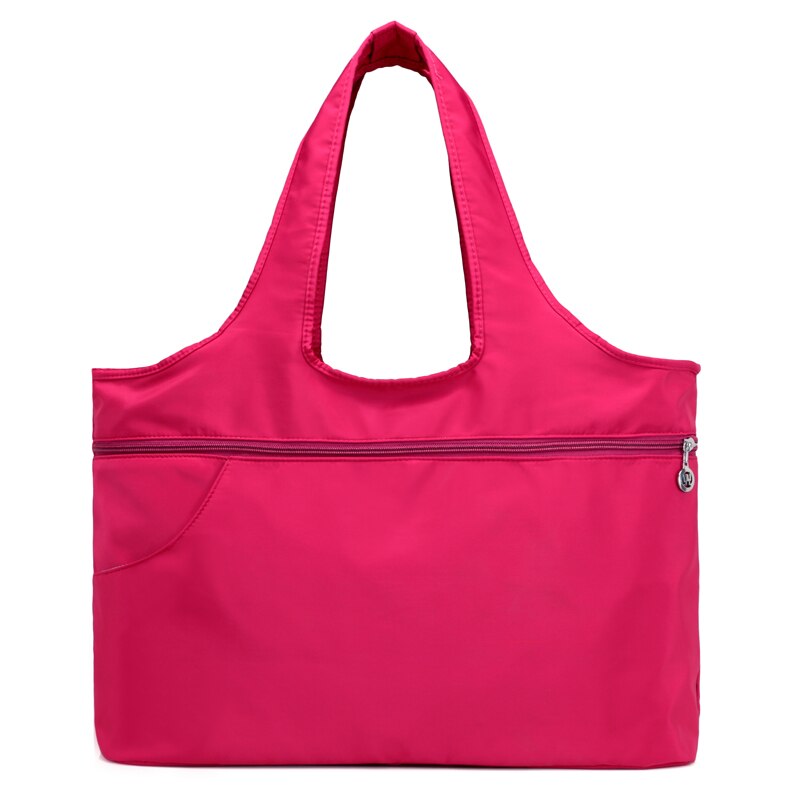 Bolso de hombro de nailon brillante para mujer, bolsa de viaje resistente al agua, gran capacidad, para mamá, Asa superior: rose Red