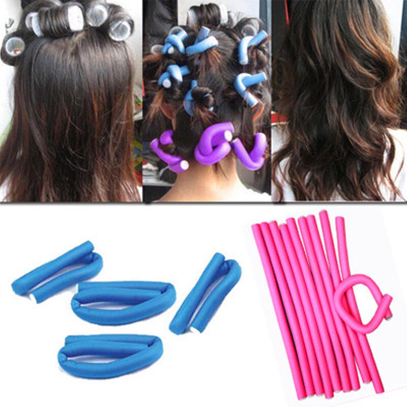 50pcs/lot Curler Makers Soft foam hair rollers bendy hair sticks random colors Twist Curls DIY Styling Hair Bendy Curly Roller