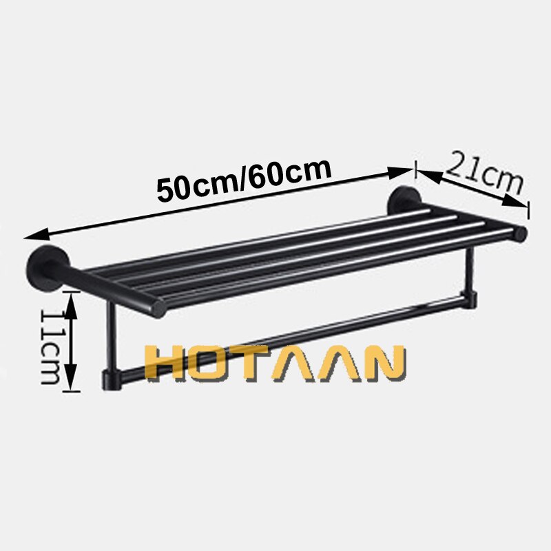 Hotaan-toallero ajustable de estilo moderno, color negro mate, Base redonda, espacio montado en la pared, barras de aluminio, colgador de toallas