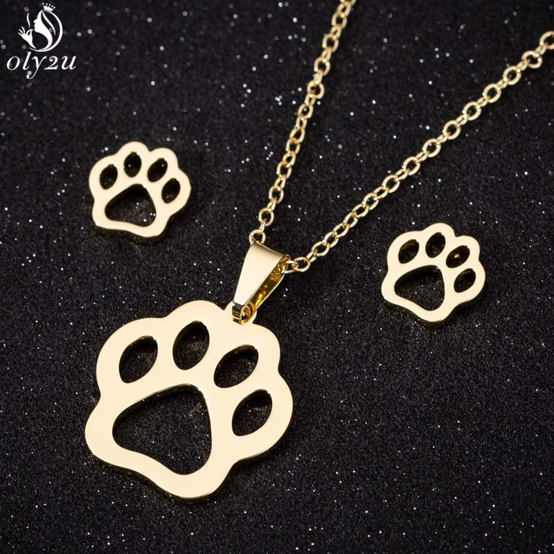 Koreaanse Mode Vinger Hart Ketting Oorbellen Toon Uw Liefde Rvs Stud Oorbellen Voor Vrouwen Sieraden Sets Accessoires: TZ033G