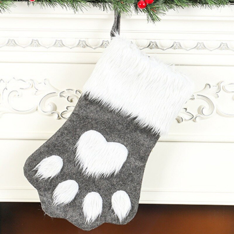 Kerst Kousen Pluche Pet Poot Patroon Kerst Kousen Houder Zak Opknoping Home Decorations: 2