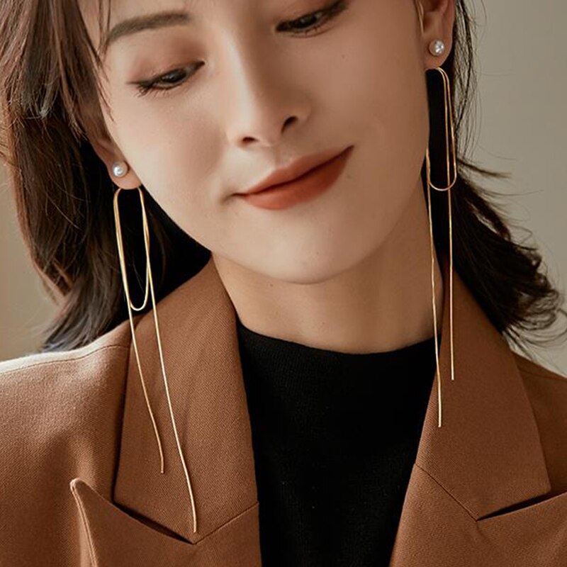 1 paar Gold Silber Farbe Lange Gewinde Quaste Ohrringe Für Frauen Neue Einfachheit Temperament exquisit Elegante Schmuck Ohrring