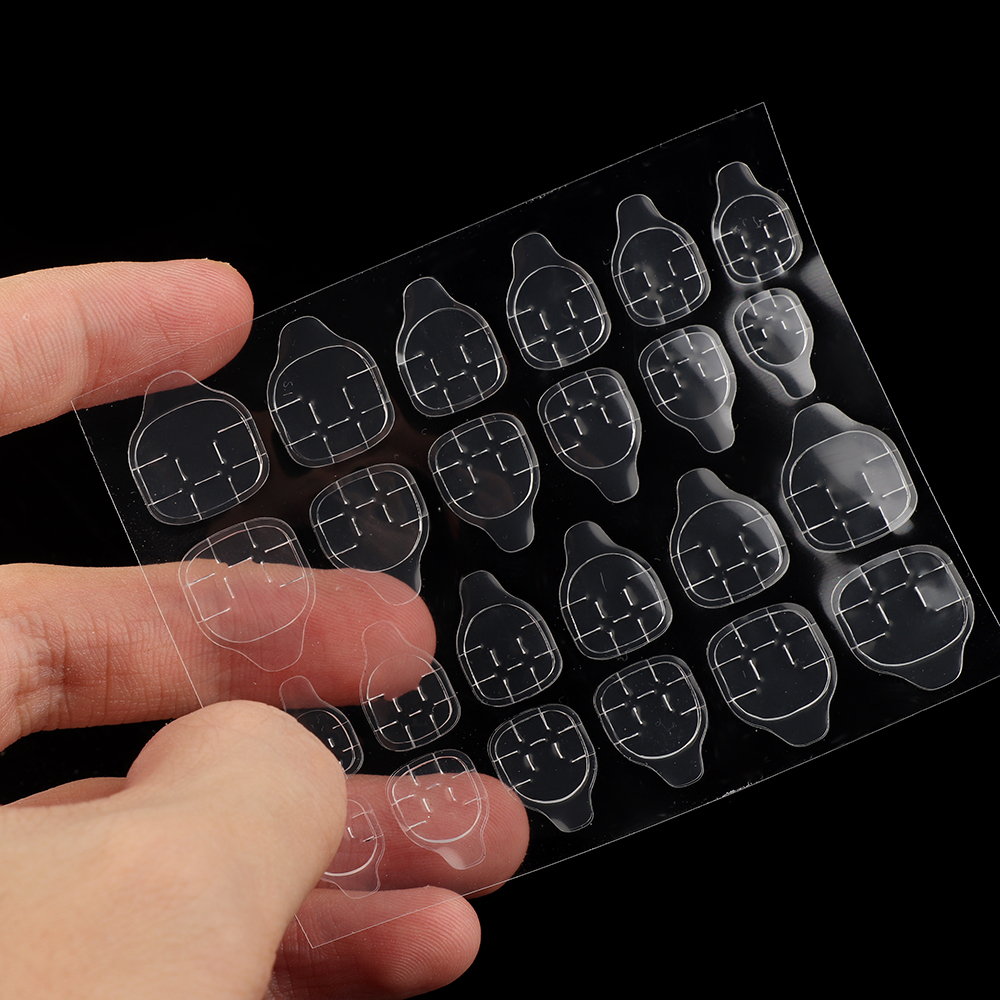 5Pcs/Sheet Transparant Ultra Dunne Tweezijdige Stickers Valse Nail Art Uitbreiding Gereedschap Valse Nagels Accessoires