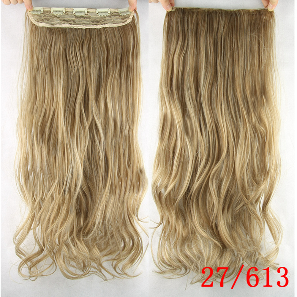 Soowee 60cm Lange Synthetische Haar Clip In Hair Extension Hittebestendige Haarstukje Natuurlijke Golvend Haar Stuk: 27613