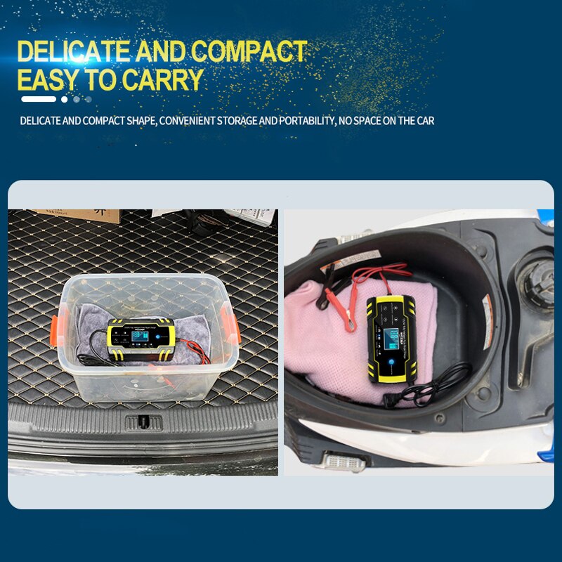 Chargeur de batterie automatique pour voiture, 12V — 24V 8 A, starter rapide pour véhicule, pour batteries au plomb, avec affichage numérique LCD