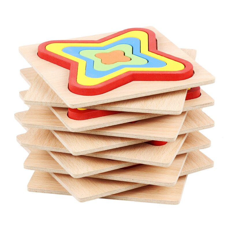 DIY Holz 3D Puzzle Gebäude Geometrische Form Spielzeug Form Lernen Erkenntnis Spielzeug für Baby Kinder Vorschule Bildung Kinder Spielzeug
