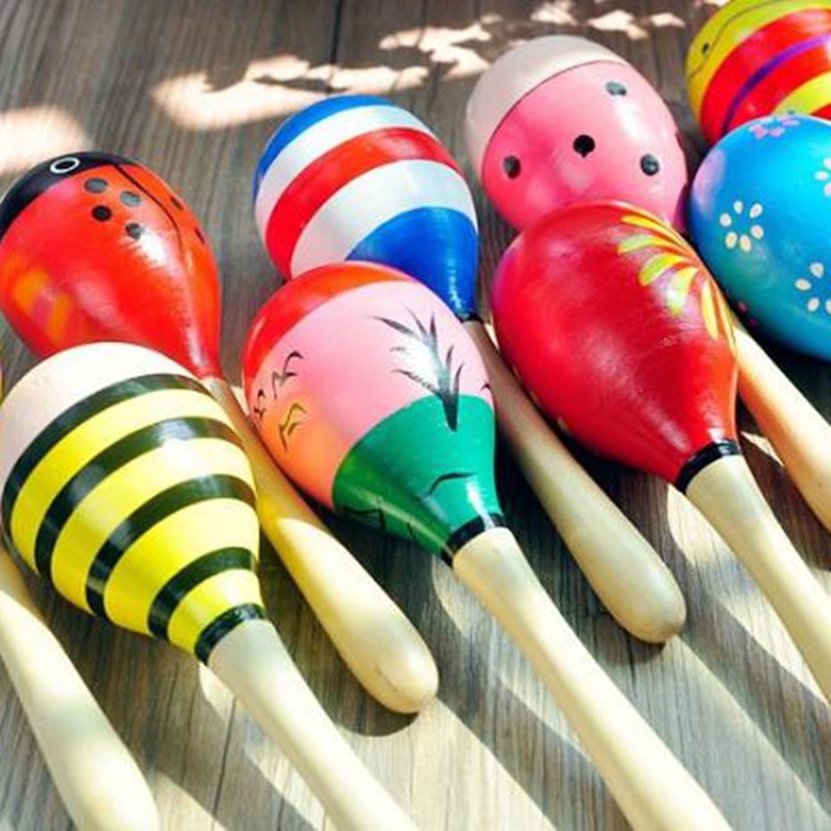 1 stück Bunte Holz Sand Hammer Percussion Musical Instruments Holz Ball Kinder Spielzeug Rassel Puzzle Pädagogisches Spielzeug