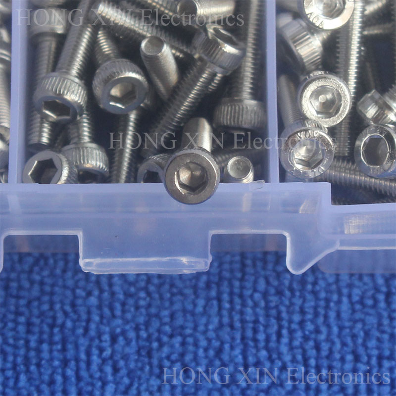 Kit d&#39;assortiment d&#39;écrous hexagonaux, vis à douille hexagonale en acier inoxydable 300 pièces/ensemble M3, 304