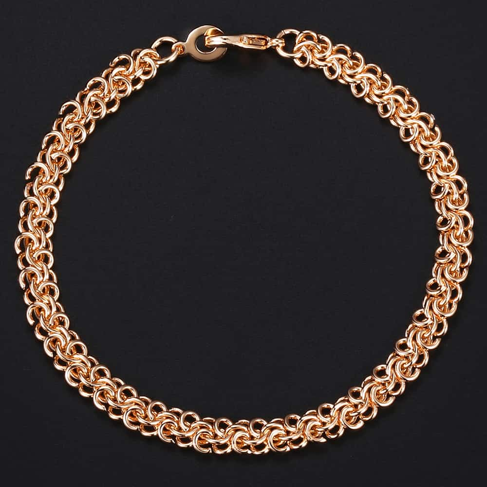 Bracelets For Women Men 585 Rose Gold Swirl Link Chain Bracelet Mens Woman Jewelry 6mm KCB09