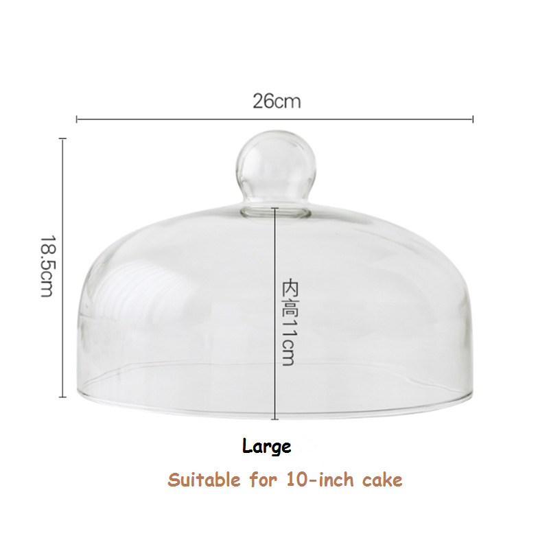 Wooden High Base Cake Plate Stand Dessert Plate Wedding Party Cake Dessert Plate Tray Wooden Dishes Wood Serving Tray Cake Cover: Glass cover large