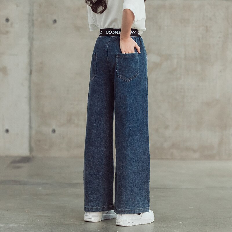 Tiener Meisjes Jeans Mode Jeans Voor Kinderen Broek Casual Losse Wijde Pijpen Broek Voor Kinderkleding 14 Y meisje Broek