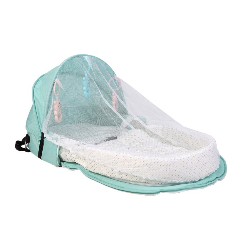 Baby rejse seng solbeskyttelse myggenet åndbart spædbarn baby seng sove kurv med legetøj