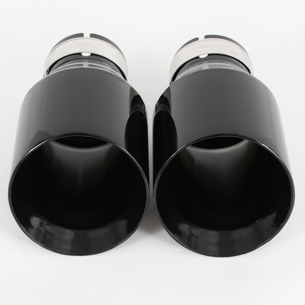 1 PC Car Modified Stainless Steel Glossy Black Exhaust Pipe Universal Bevel Edeg Shiny Muffler Tip For BMW Series Mazda VW Benz