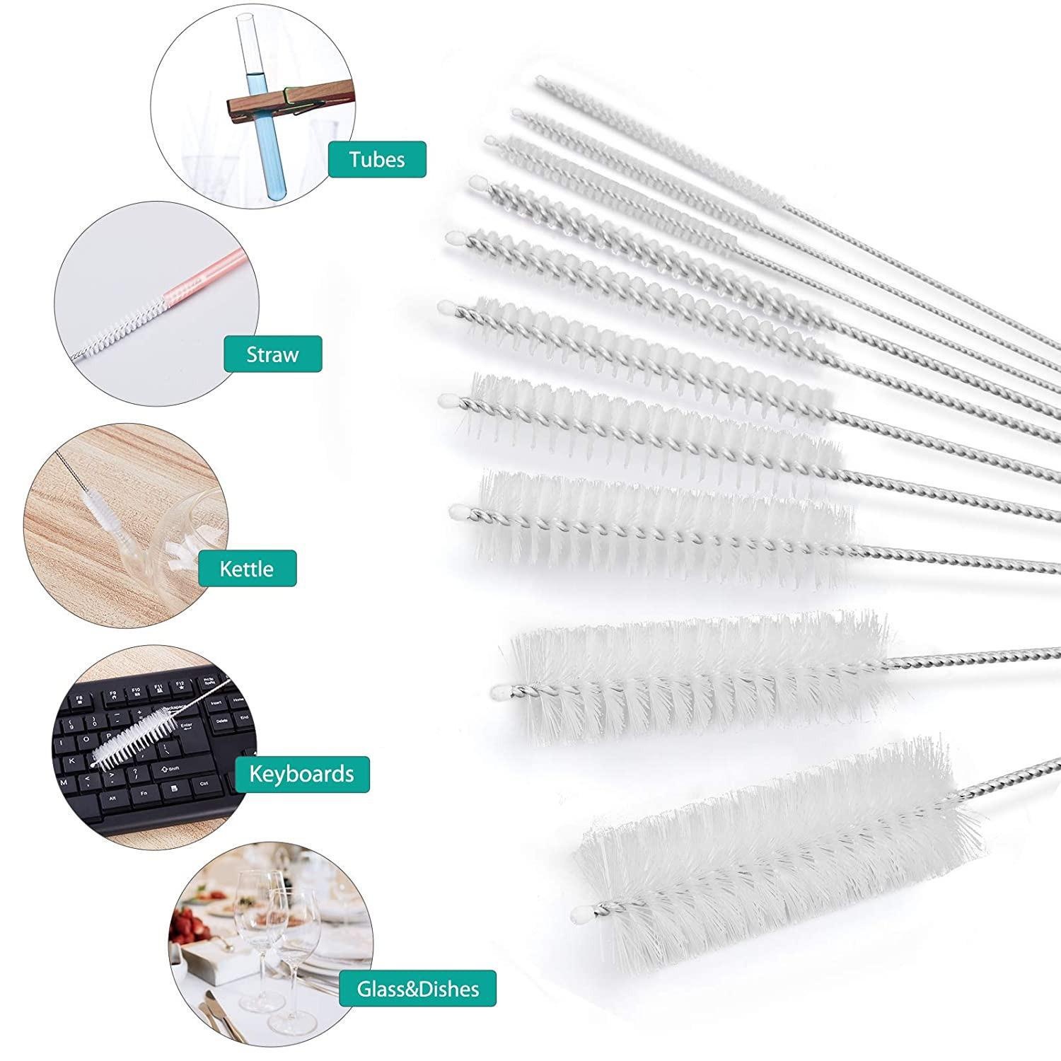 10 Teile/satz Multifunktionale Tragbare Edelstahl Haushalt Flasche Pinsel Reiniger Glas Waschen Rohr Reinigung Pinsel Set