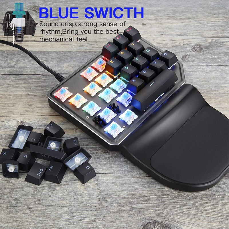 Original Motospeed K27 One-Handed Mechanical Gaming keyboard RGB Backlight USB Wired Mini Keyboard for PS4 Xbox Computer gamer