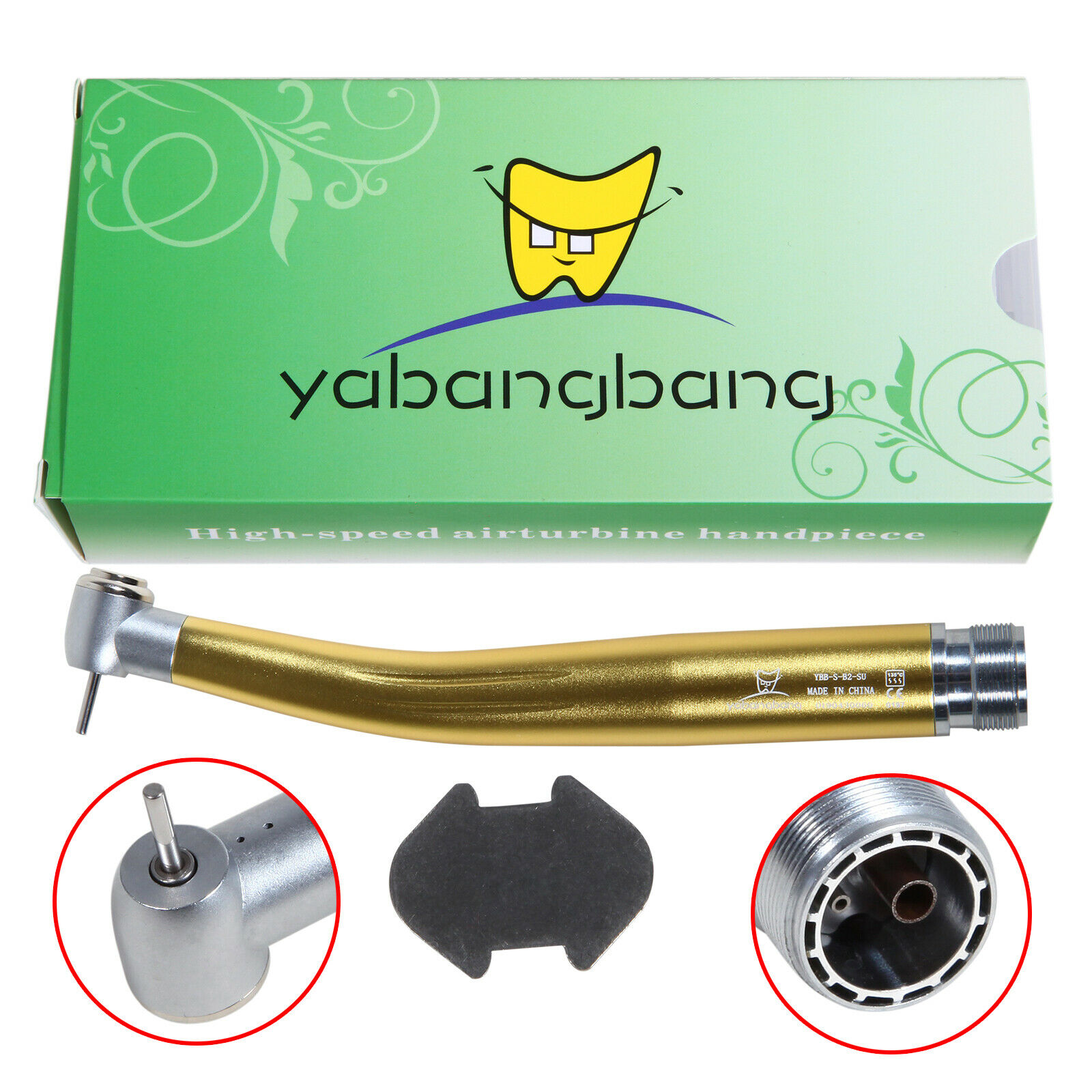 Pieza de mano quirúrgica Dental de alta velocidad, turbina de aire con botón de cabeza estándar y cartucho, estilo NSK Pana Max, 2/4 agujeros, Color dorado