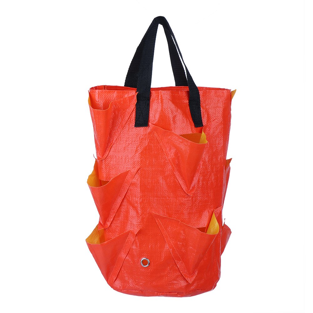 Bolsa para cultivo de fresas, contenedor multiboca de tela fuerte, bolsa para maceta colgante para plantas bonsái, suministros de jardín: orange