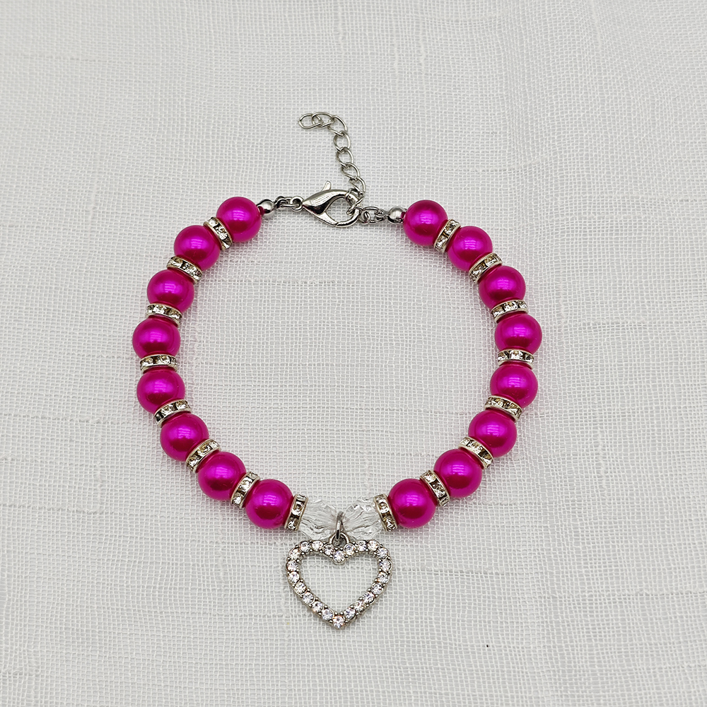 collier de perles pour animaux de compagnie mignon avec pendentif en strass en forme de coeur collier de chien de chat réglable bijoux pour petits animaux de compagnie 8 couleurs: S / Bleu