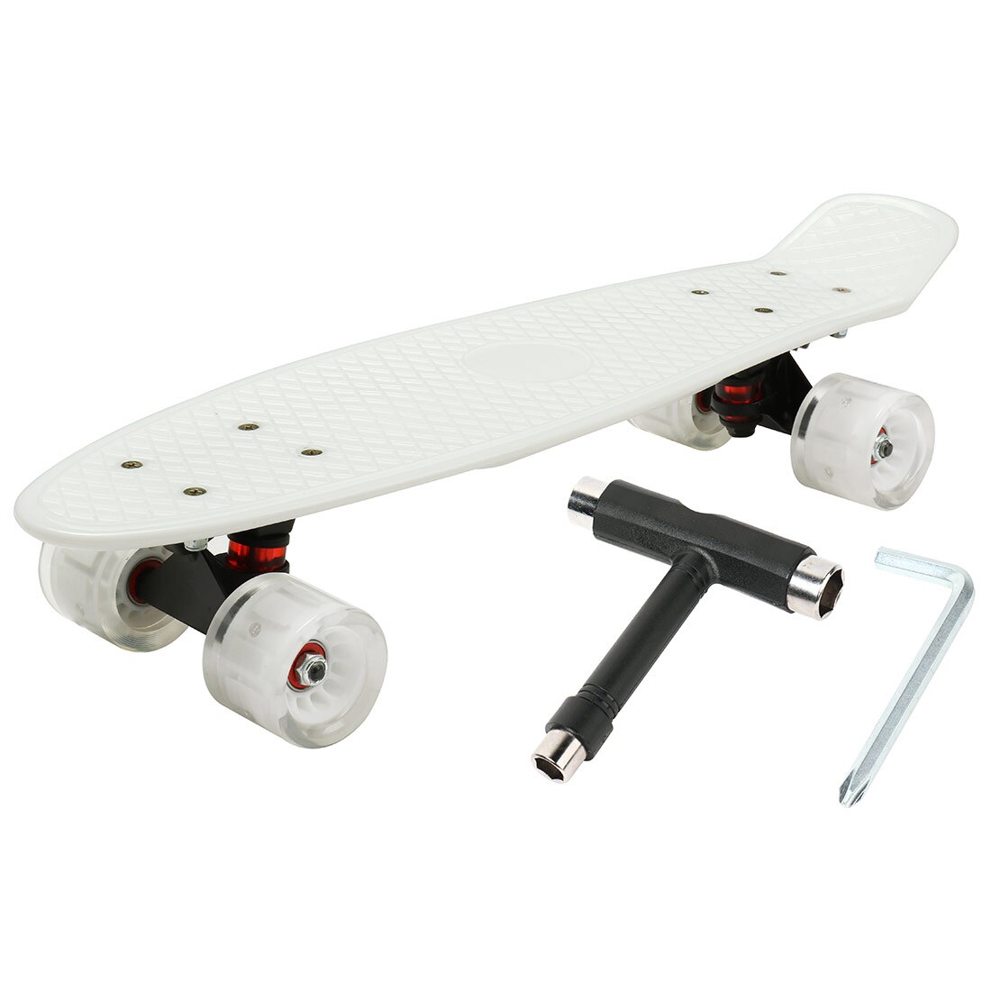 Mini Cruiser Skateboard 22inch Children's Scooter Longboard Retro Penny Board Flashing Wheels Banana Skateboard For Sports: white