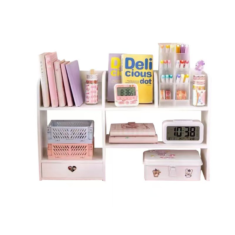 Dubbellaags Desktop Organizer Rek Briefpapier Bureau Accessoires Opslag Desktop Cosmetica Organisatoren Opbergplank