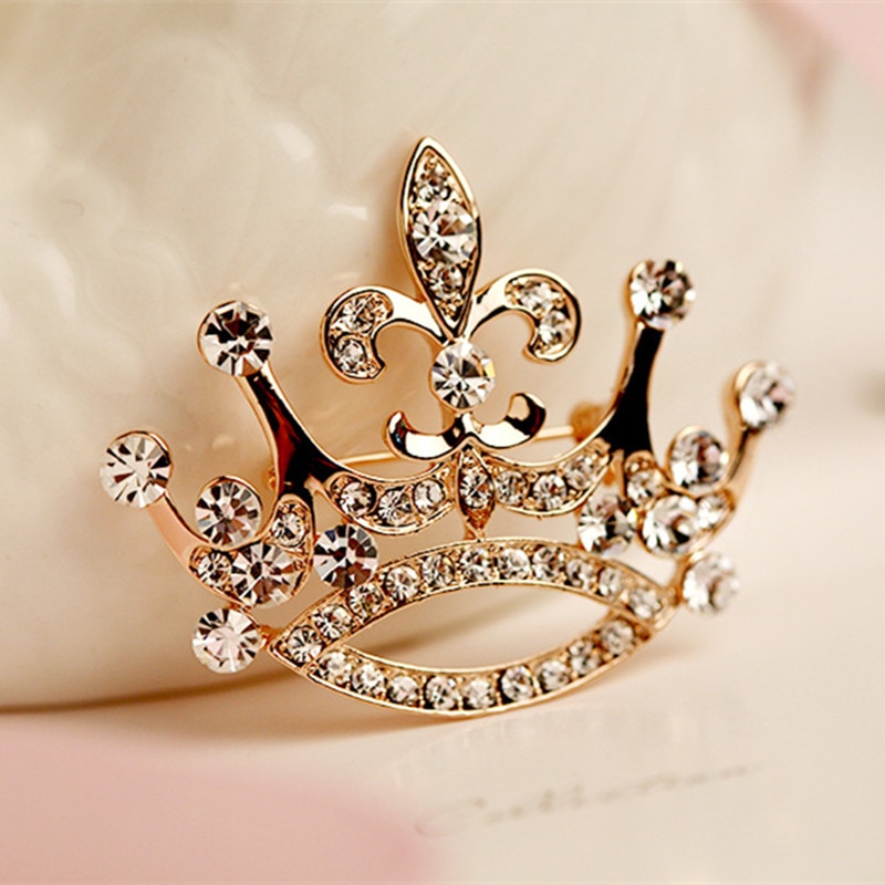 Charm Crystal Crown Brooch Retro Big Royal Rhinestones Brooches Woman Jewelry Wedding Corsage Handmade Fine