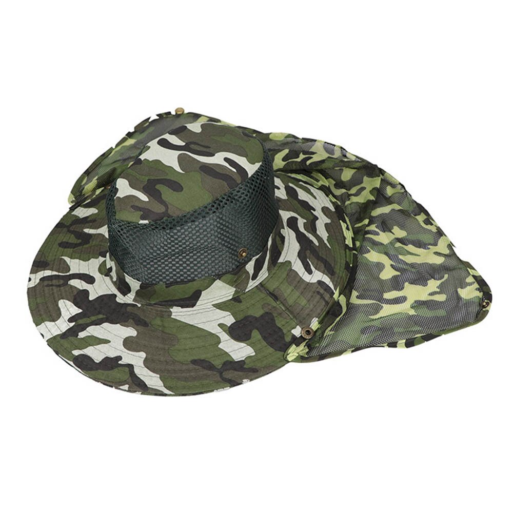 Outdoor Vissen Hoed Brede Rand Ademend Mesh Strand Hoeden Camouflage Zon Uv-bescherming Schaduw Hoed Voor Mannen Vrouwen Hoeden: Sky Blue
