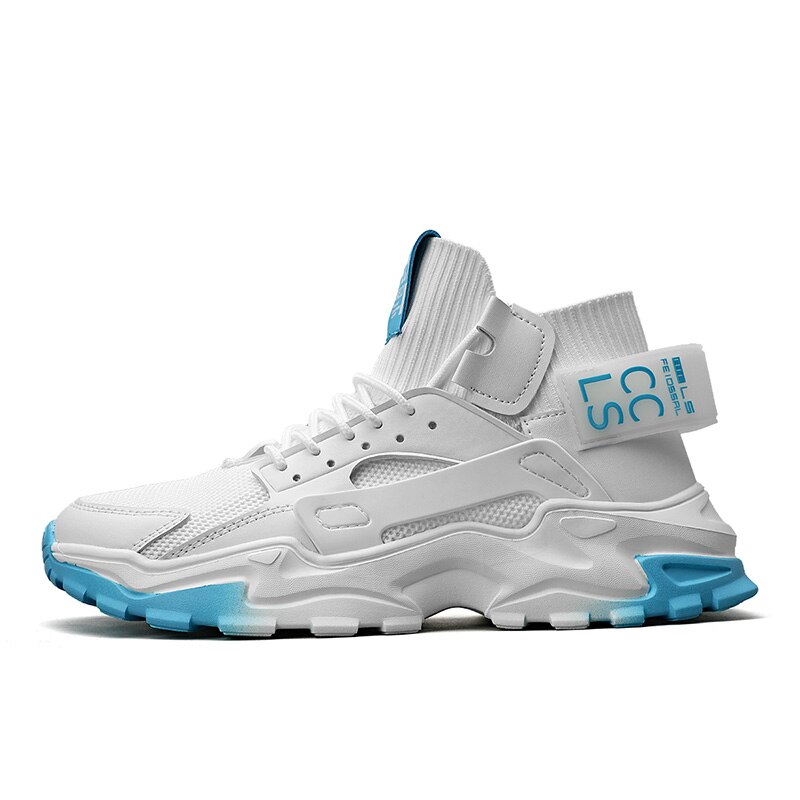 Hoge Top Mannen Sok Sneakers Mannen Casual Schoenen Ademende Mannen Schoenen Non-Slip Comfortabele Schoeisel Trend Zapatillas mand: WHITE / 40