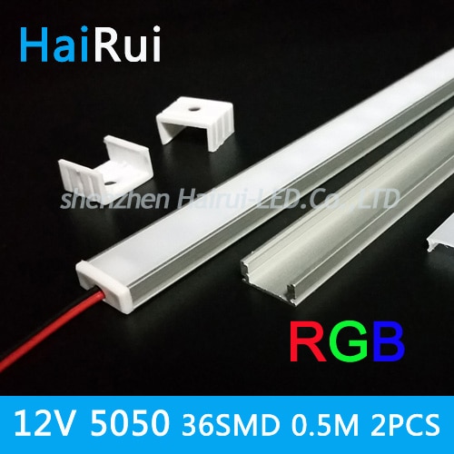 2pcs 50cm5050 SMD RGB color 12V led strip rigid light hard bar Aluminum case ceiling Kitchen lights factory industrial