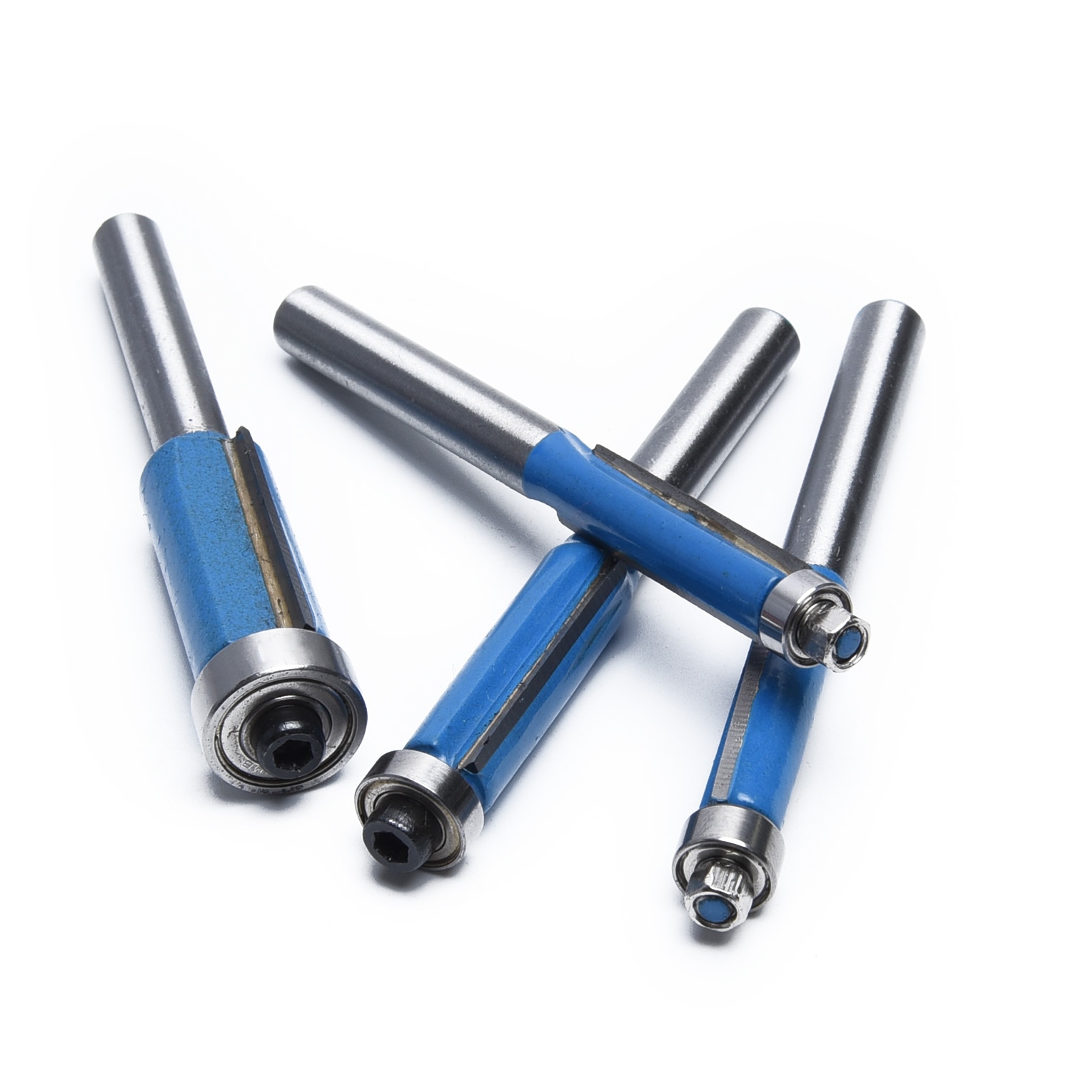 4 stk / sett 1/4 "skaft spyle listverk ruter bit trekant skjæreende Dobbel fløyte peiling kutter bit verktøy 6.35mm legert stålblad