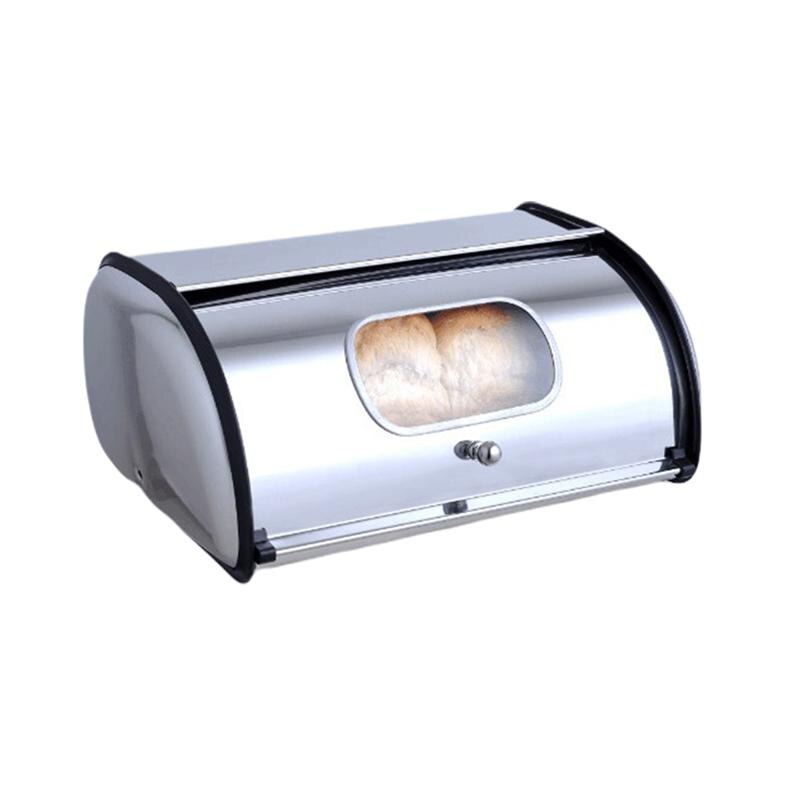 Roestvrij Staal Brood Storage Case Met Venster Brood Cake Container Thuis Keuken Brood Box Organizer Bakkerij Keuken Gadget: With Window