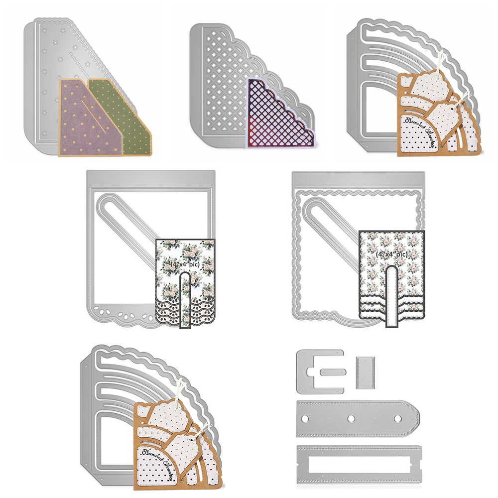 Metal Cutting Dies Pull-out Corner Pocket Slot Edge Frame for DIY Scrapbooking Album Decorative Paper Card Die Making Template