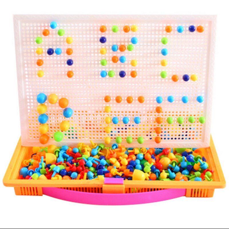 Box-packed 296 Grain Mushroom Nail Beads Plastic Educational Toys Intelligent 3D Puzzles Game for Children Baby Kids W127