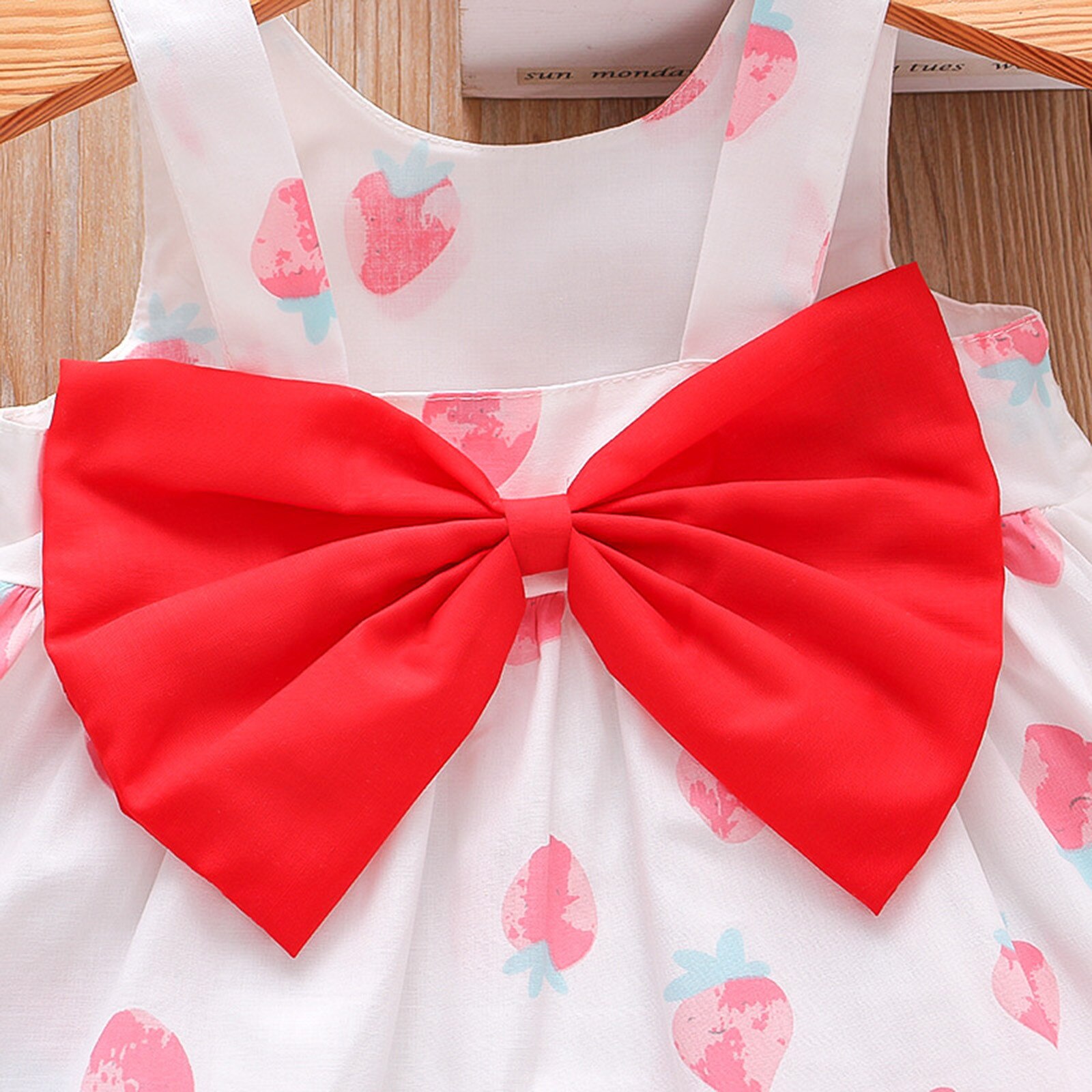 Robe d'été pour -né fille, ensemble sans manches, avec nœud fraise, tenue princesse, sac, tenue pour bébé fille, Costume #35