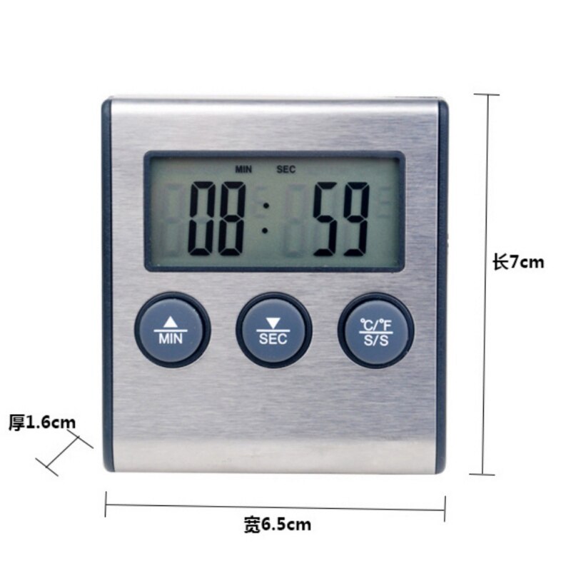 Thermo pro  tp16 digital bbq kødtermometer grillovn termomet med timer & rustfrit stål sonde madlavning køkken termometer: Default Title