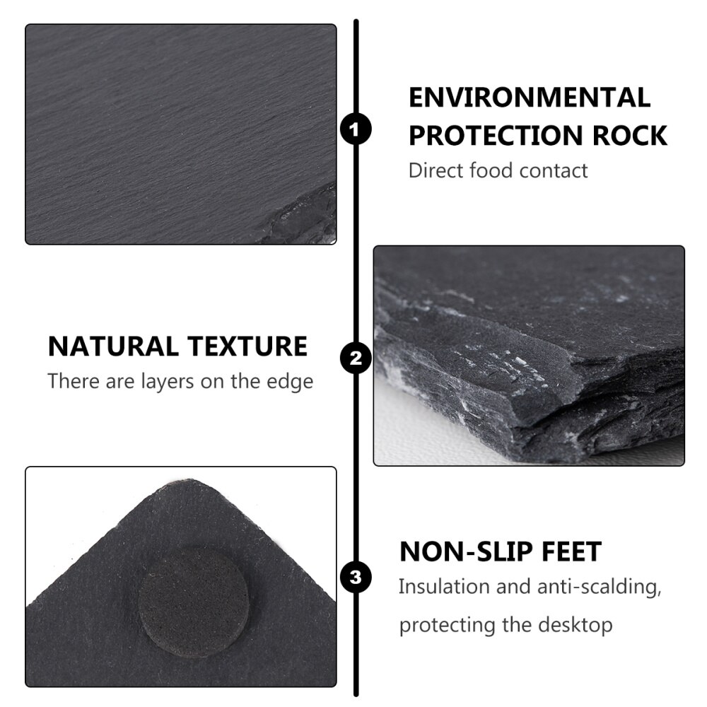 1Pc Slate Plate Novel Safe Banquet Plate Slabstone Pan Chic Display Dish Serving Dish