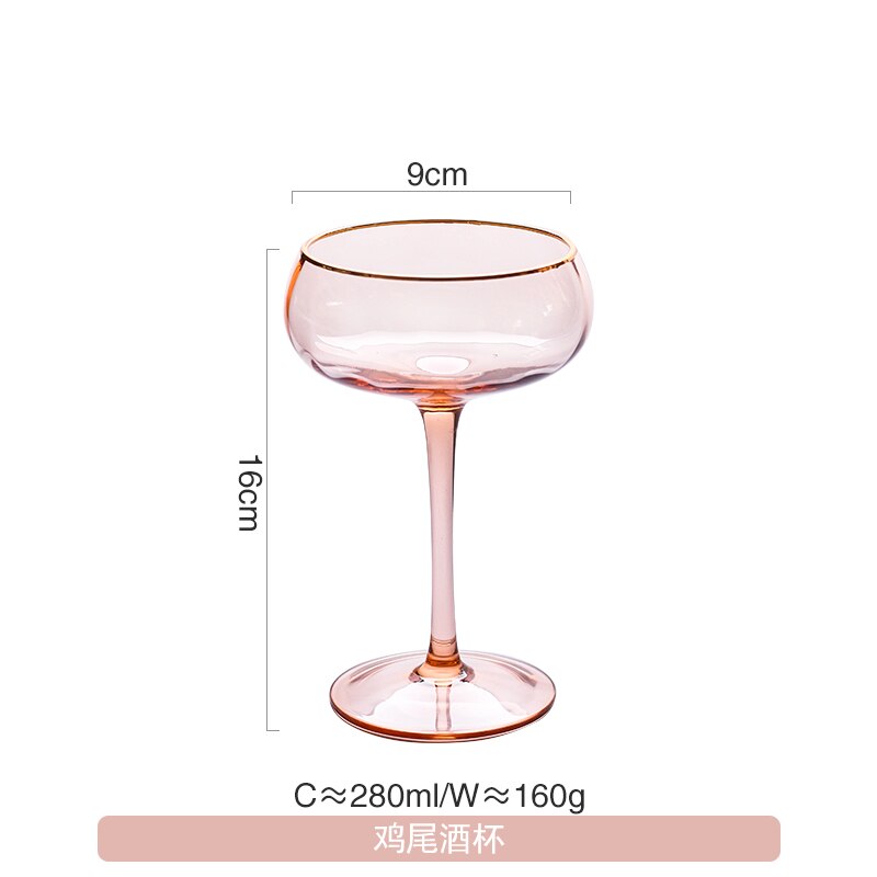 Drinking Glasses Gold Rim Champagne Glass Mug Wine Glass Cup Cocktail Glass Whisky Glass Mugs Dessert Ice-cream Glass: Cocktail Glass-280ml