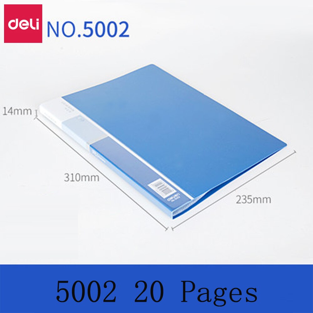 Deli A4 File Bag Data Book Large Capacity File Folder Briefcase Office Stationery Multiple Pages Optional Office School Supplies: 5002 20 Pages